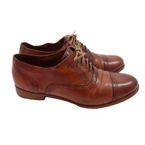 COLE HAAN Size 8 Cognac Brown Leather Lace Up Cap Toe Oxfords Shoes